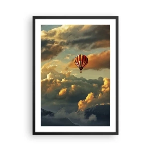 Poster in een zwarte lijst - Een ballon tussen de wolken bij zonsondergang - 50x70cm - Ik vlieg omdat ik dat wil - Moderne wanddecoratie voor woonkamer en slaapkamer ARTTOR