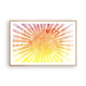 Een poster in een licht eiken lijst - Zonsopgangen en zonsondergangen - 91x61 cm