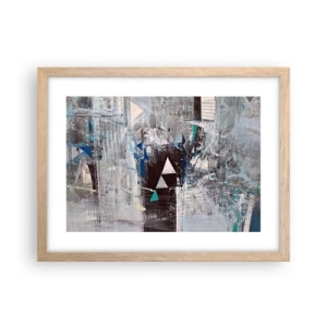 Een poster in een licht eiken lijst - Overschrijvende volgorde van driehoeken - 40x30 cm