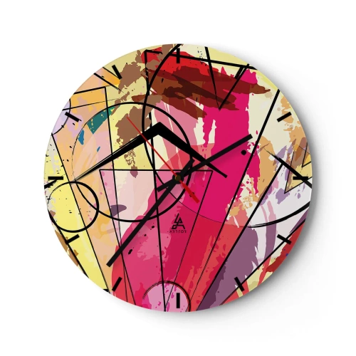 Wandklok - Klok - Een wijzerplaat met een dynamisch, kleurrijk patroon dat lijkt op een explosie van verf - 30x30cm - Explosie - Moderne wanddecoratie voor woonkamer, keuken en slaapkamer ARTTOR