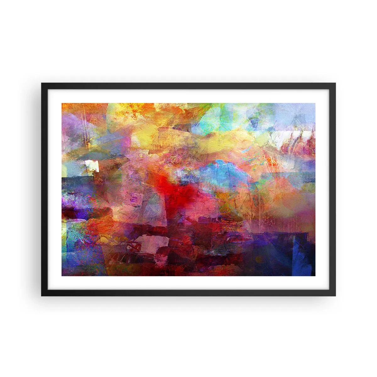 Poster in een zwarte lijst - Kijk in de regenboog - 70x50 cm