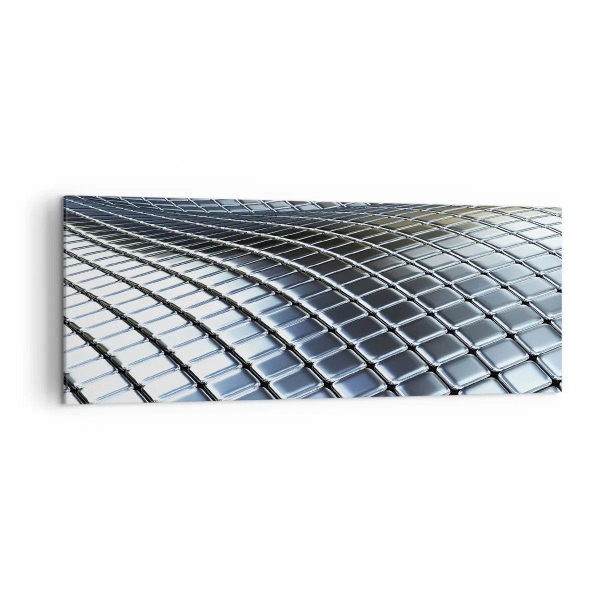 Schilderen op canvas - Metallic zilveren golf - 140x50 cm