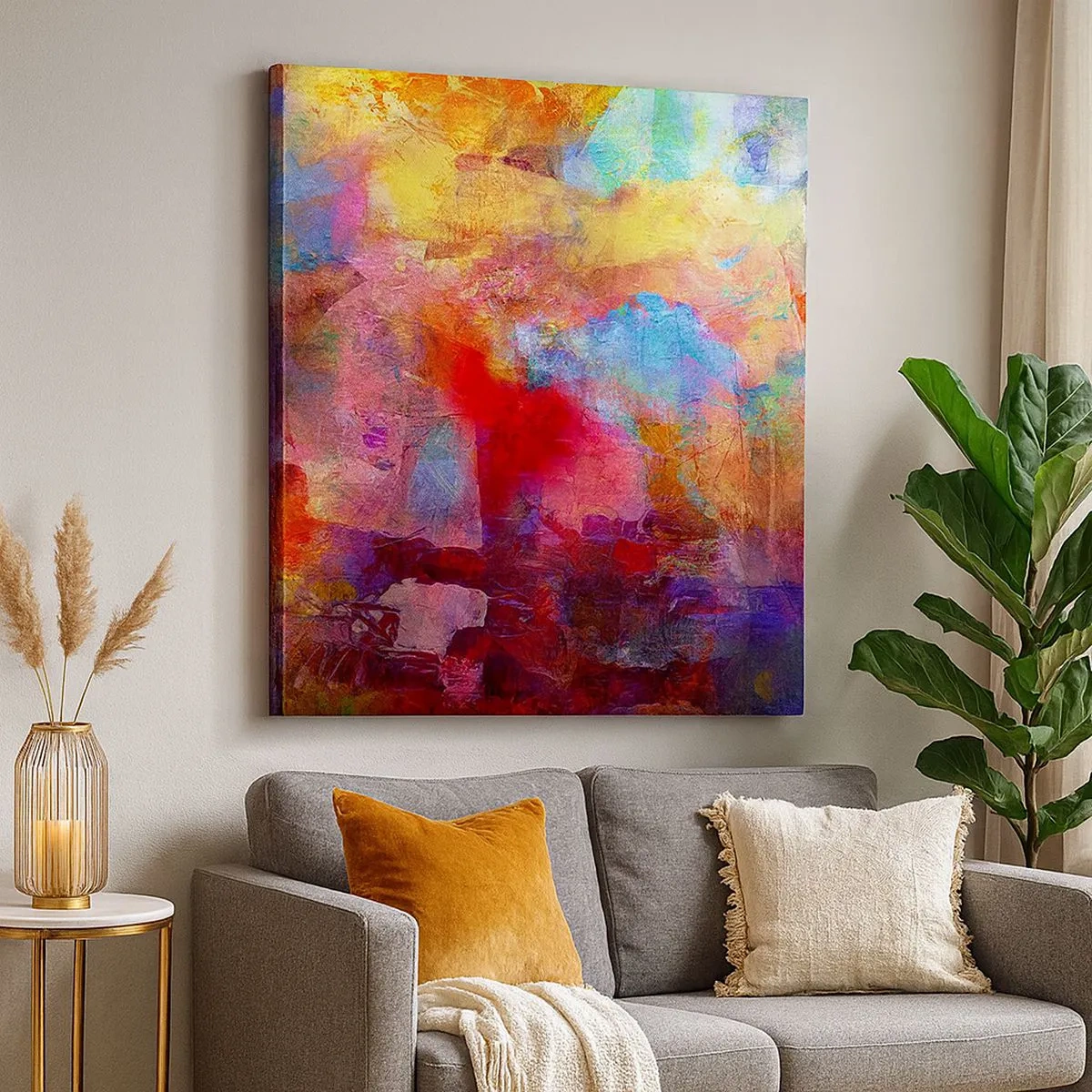 Schilderen op canvas - Kijk in de regenboog - 30x30 cm