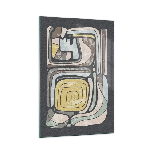 Schilderen op glas - Abstractie in de precolumbiaanse geest - 70x100 cm