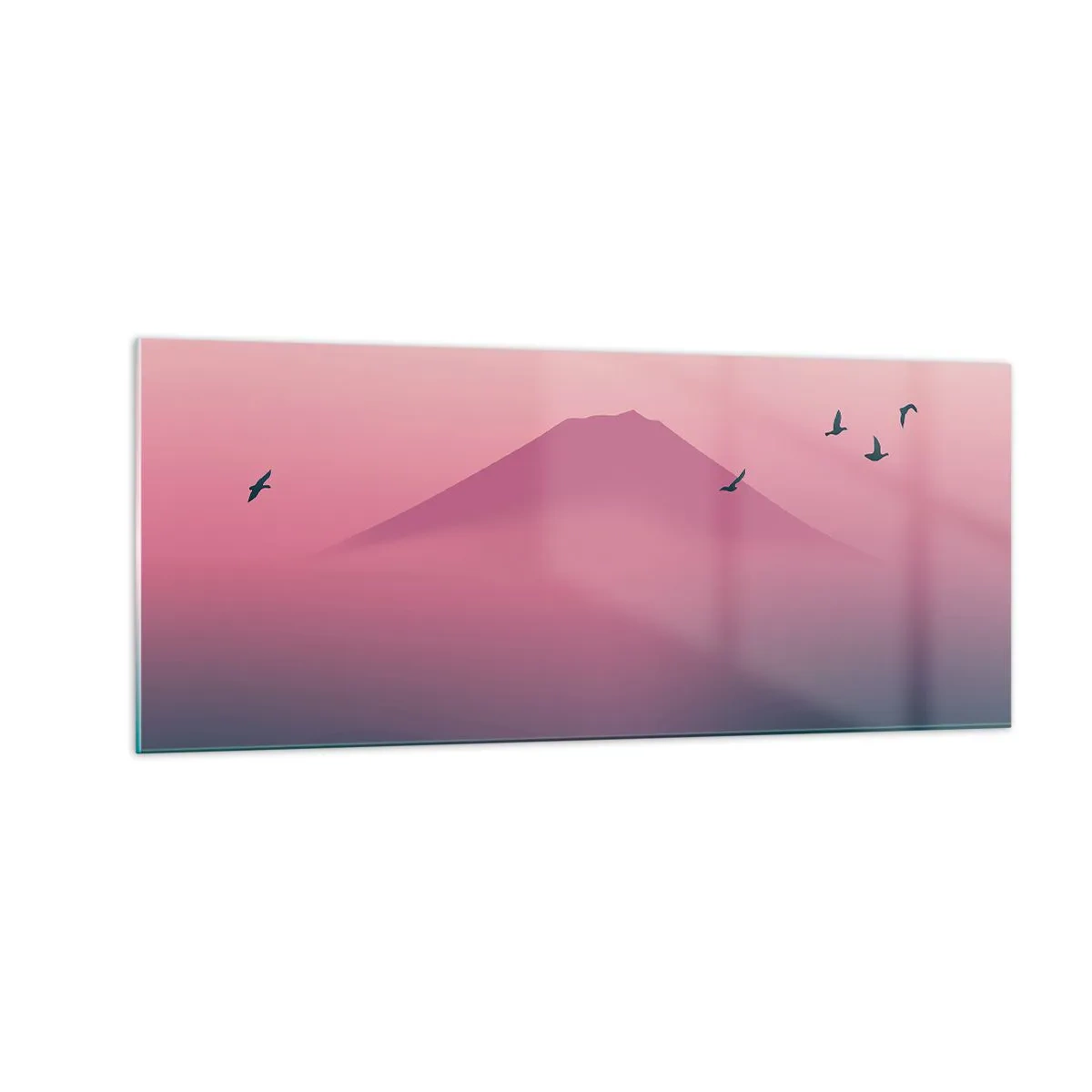 Schilderen op glas - Wandelaars boven de wolken - 100x40 cm