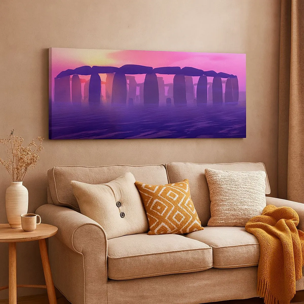 Schilderen op canvas - Mysterie bij zonsopgang in de mist - 100x40 cm