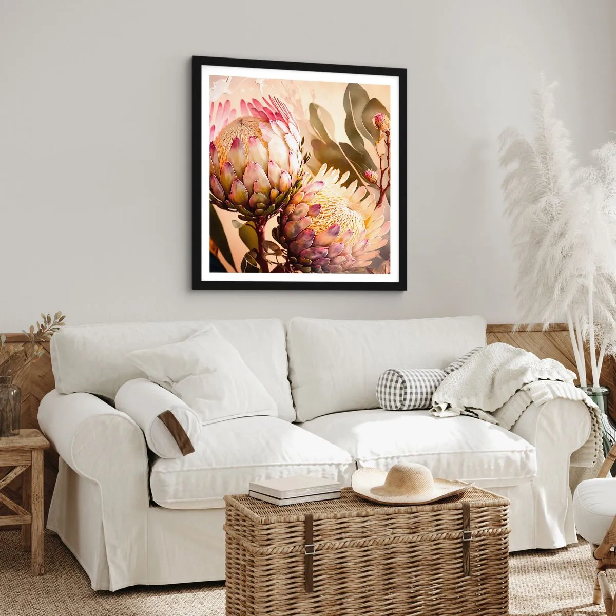 Poster in een zwarte lijst - Teeder omarmd - 30x30 cm