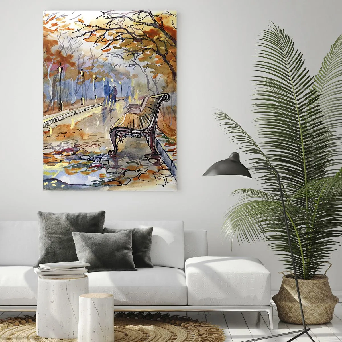 Schilderen op glas - Samen wandelen in de herfst - 50x70 cm