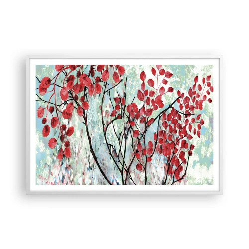 Poster in een witte lijst - Boom in scharlaken - 100x70 cm