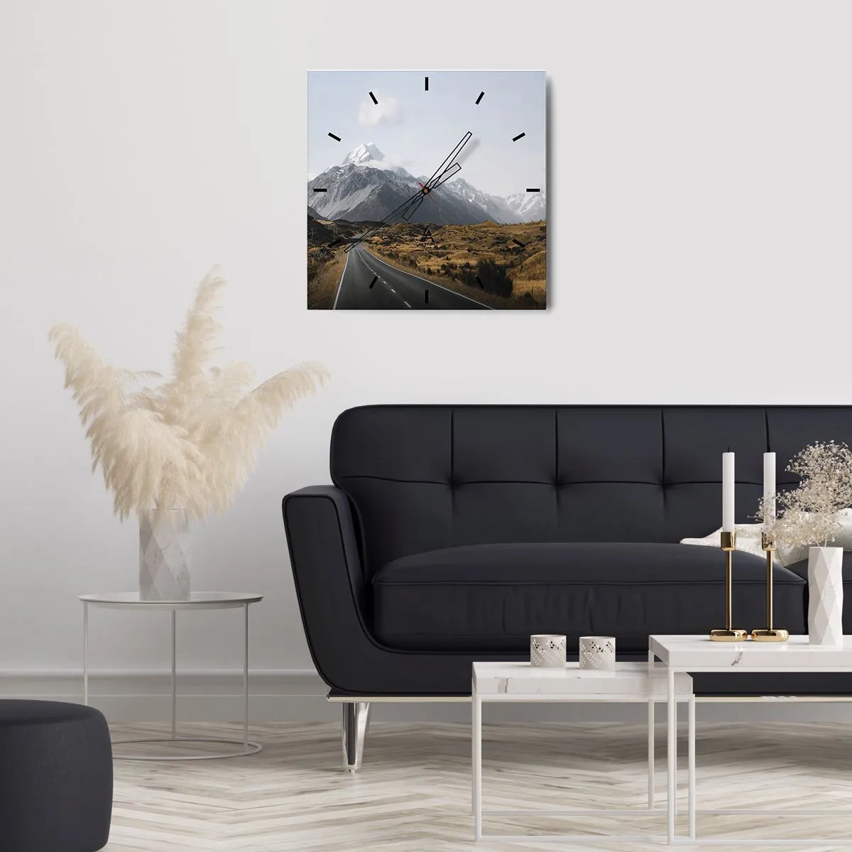 Wandklok - Klok - De weg naar het hart van de bergen - 40x40 cm