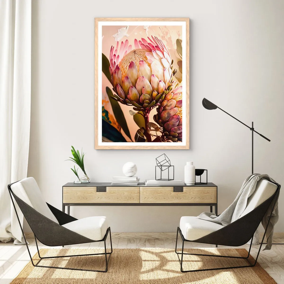 Een poster in een licht eiken lijst - Teeder omarmd - 50x70 cm
