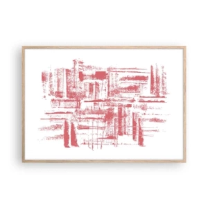 Een poster in een licht eiken lijst - De rode stad - 100x70 cm