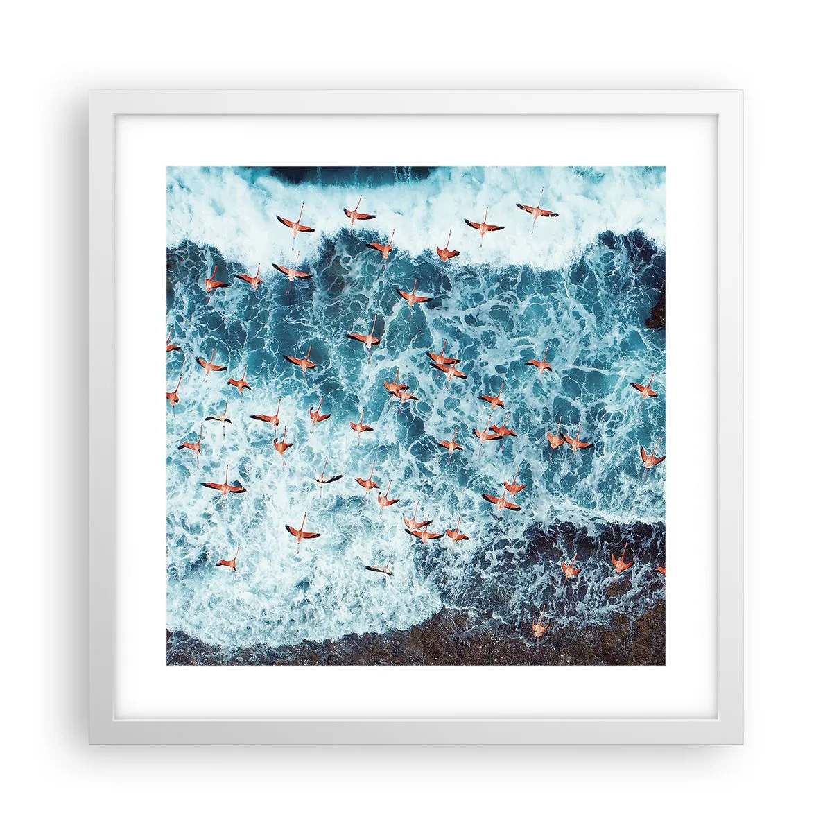 Poster in een witte lijst - De kustparade - 40x40 cm