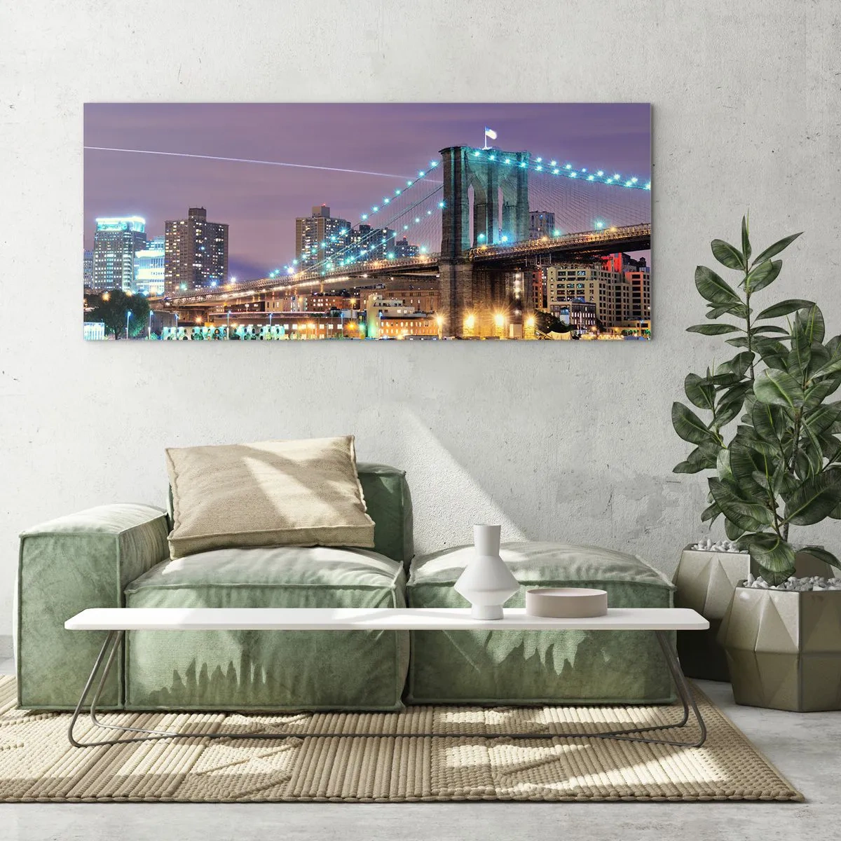 Schilderen op glas - Al vele jaren de Brooklyn Bridge - 160x50 cm