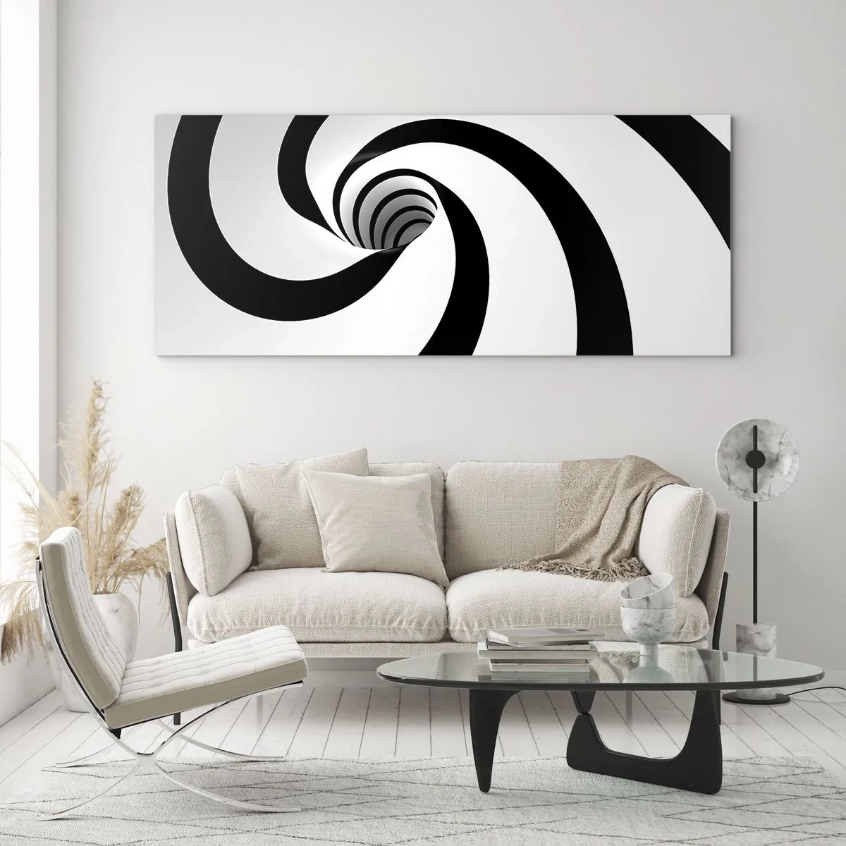 Schilderen op glas - Toegeven aan de draaikolk? - 90x30 cm