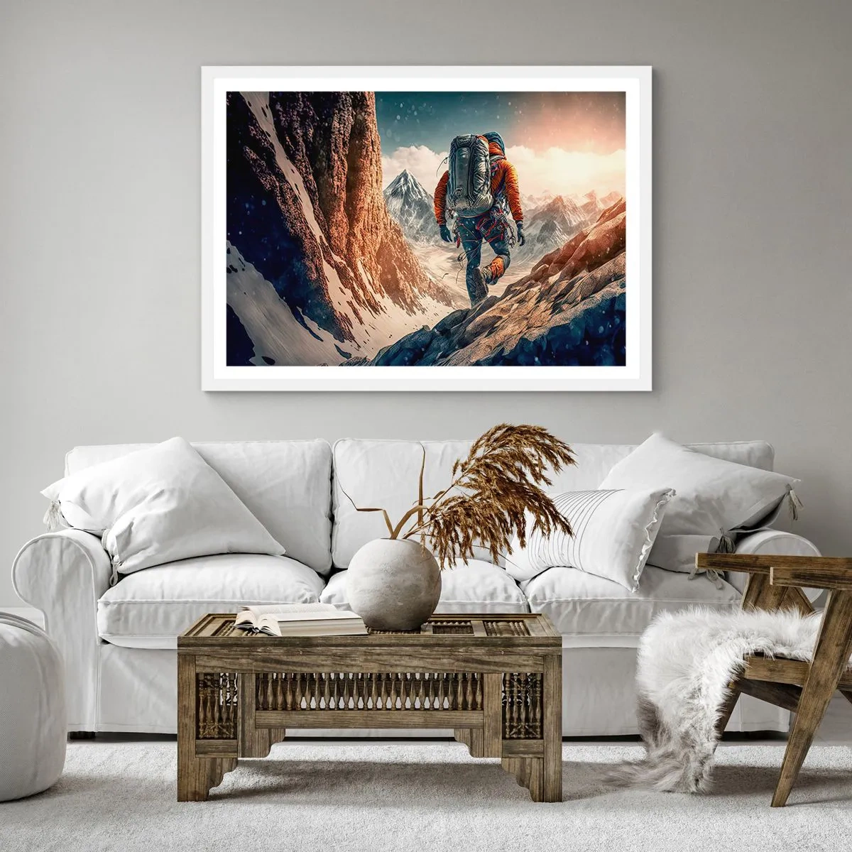 Poster in een witte lijst - Eenzame strijder - 40x40 cm