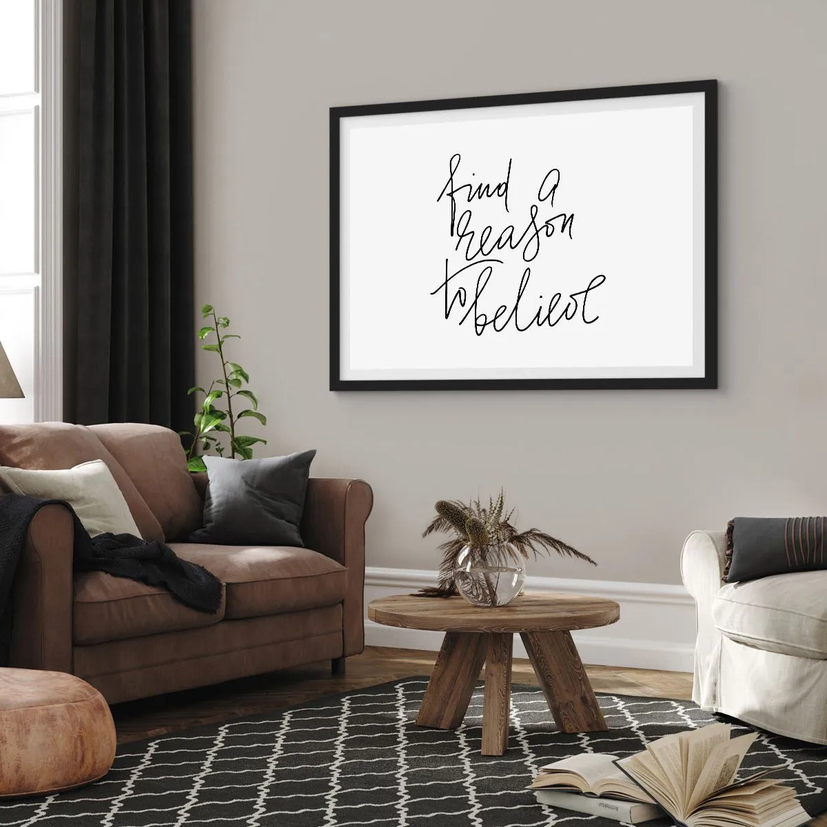 Poster in een zwarte lijst - Het is mogelijk - 100x70 cm