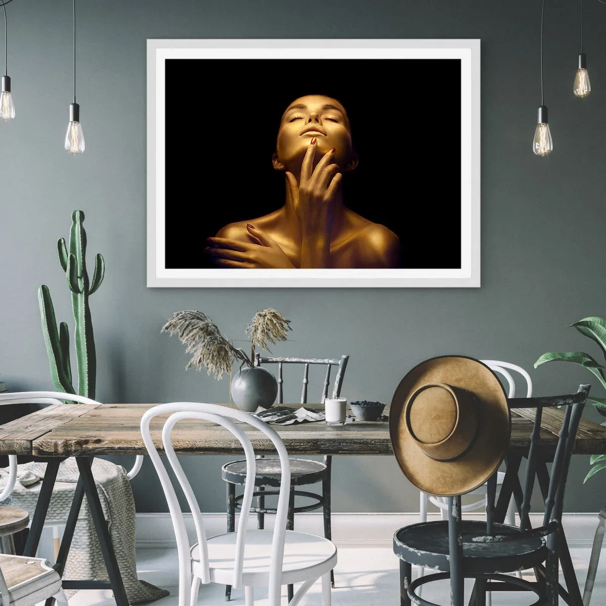 Poster in een witte lijst - Als gouden zijde - 50x40 cm