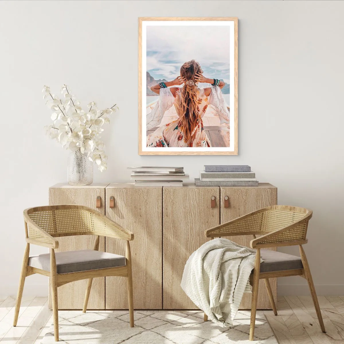 Een poster in een licht eiken lijst - Op weg naar geluk - 50x70 cm