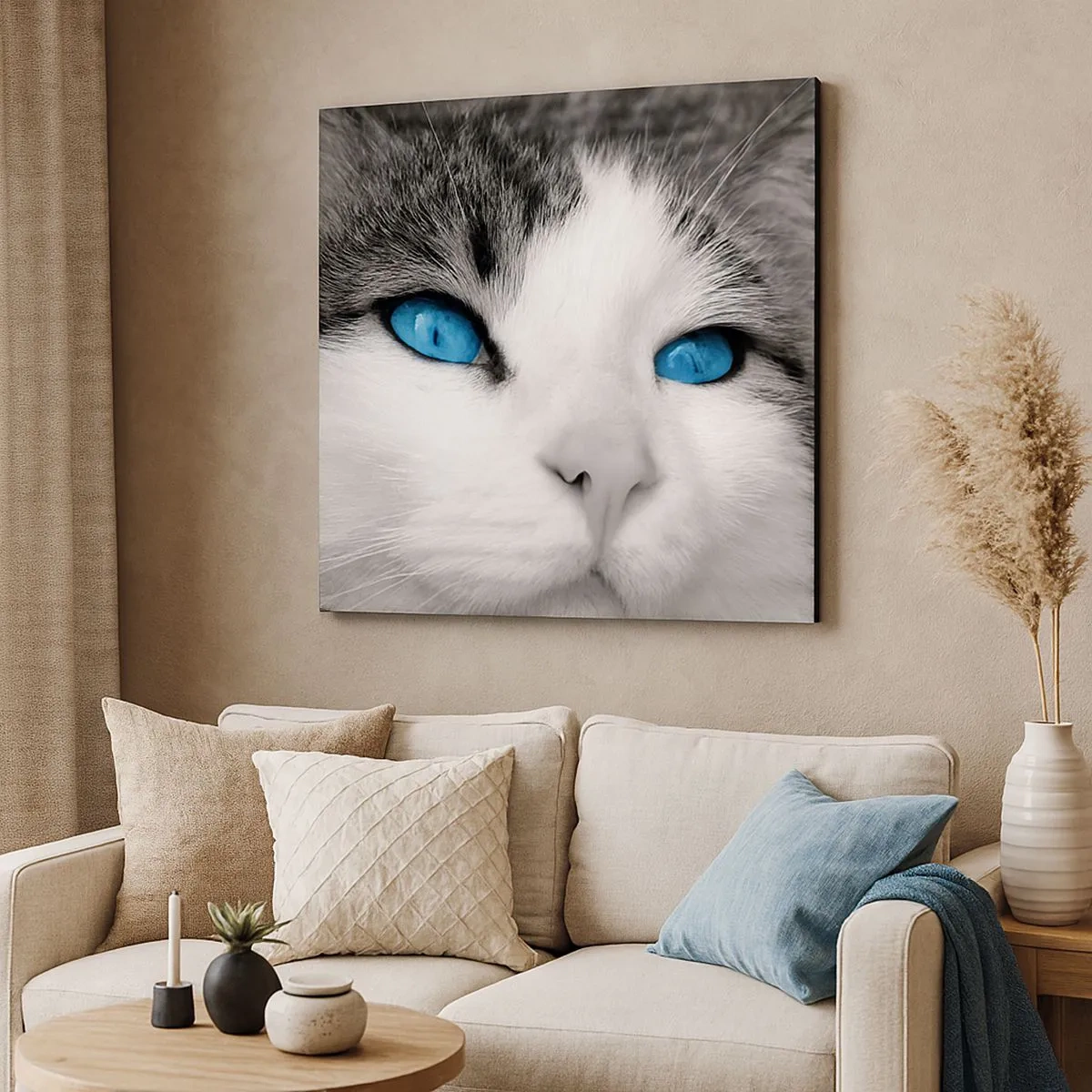 Schilderen op canvas - Ongewone blauwe ogen - 30x30 cm