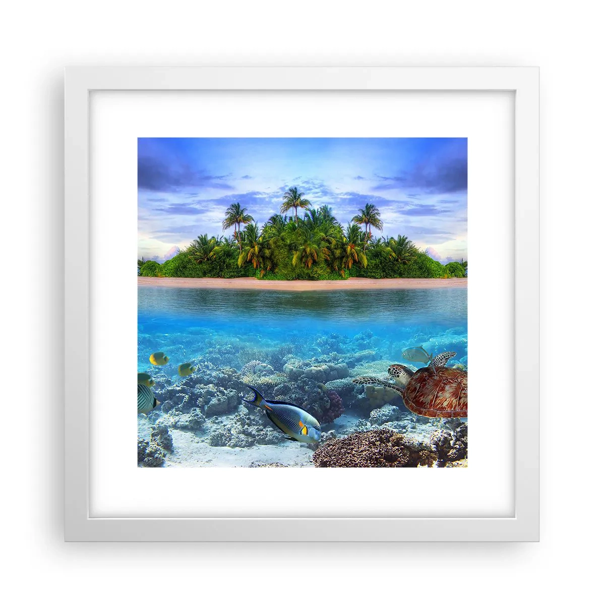 Poster in een witte lijst - Hemels eiland nodigt je uit - 30x30 cm