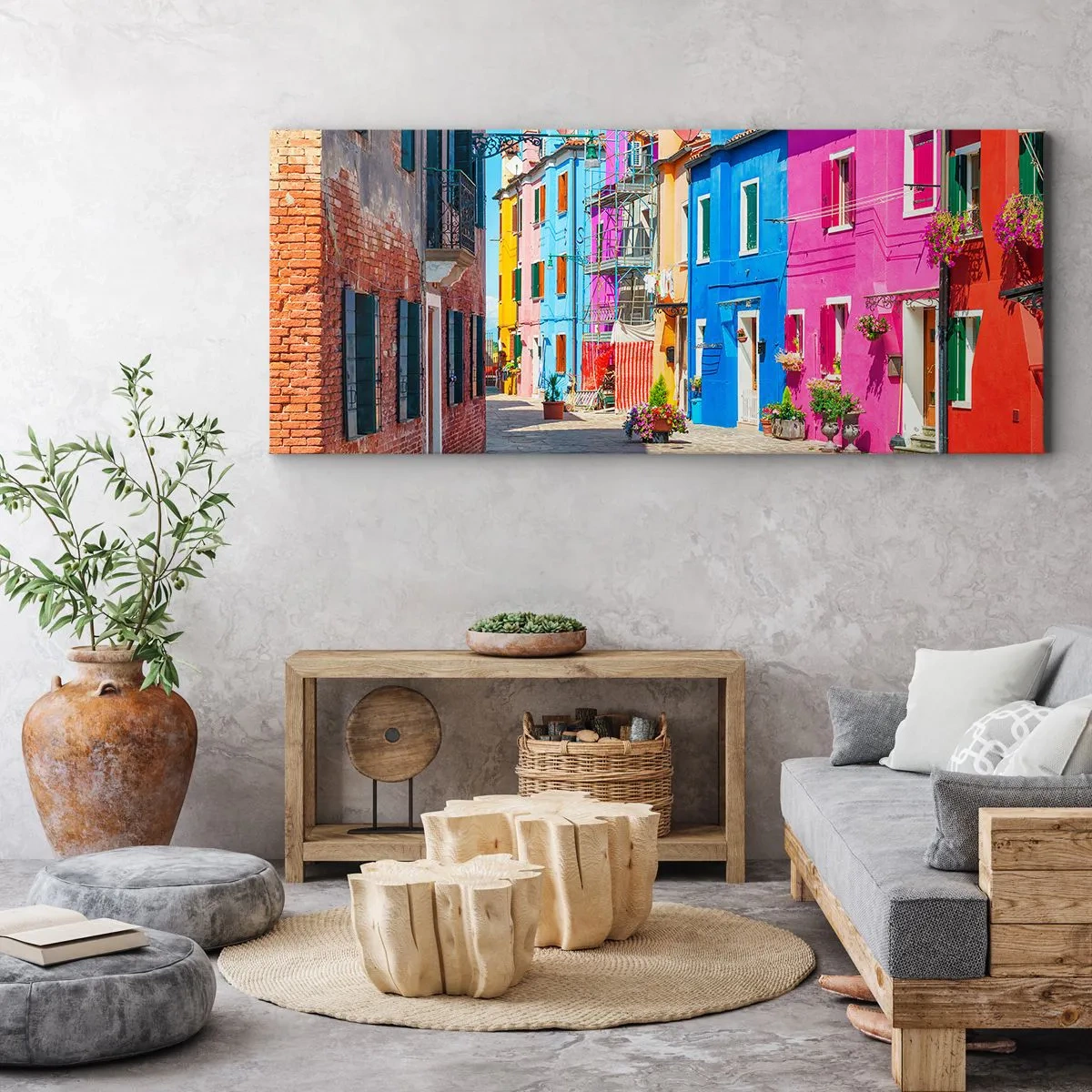 Schilderen op canvas - Stadje "De Papegaai" - 100x40 cm