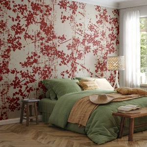 Fotobehang Premium Sand - Zoals oud calico - Op leeftijd, Patroon, Bloemen - 400x280 cm