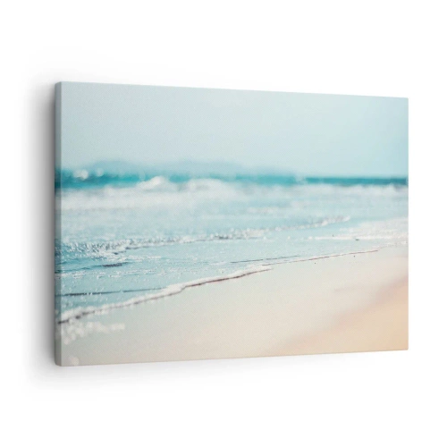 Schilderen op canvas - Zachte oceaan golven op een zandstrand - 70x50cm - Warmte en geluid - Moderne wanddecoratie voor woonkamer en slaapkamer ARTTOR