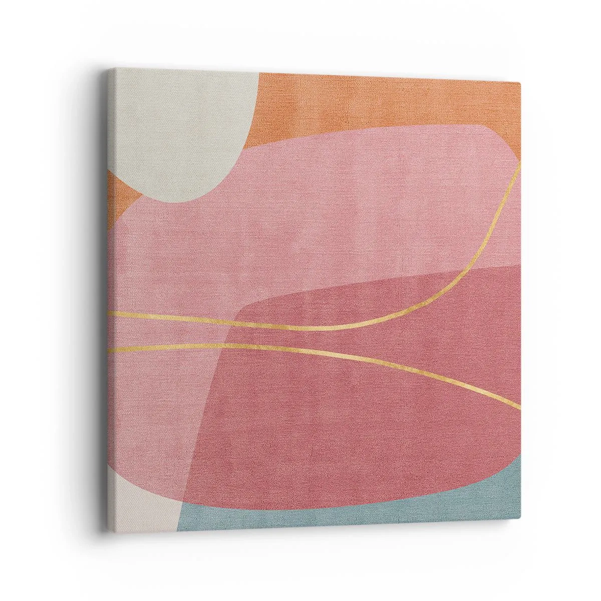 Schilderen op canvas - Pastelkleurcompositie met gouddraad - 40x40 cm