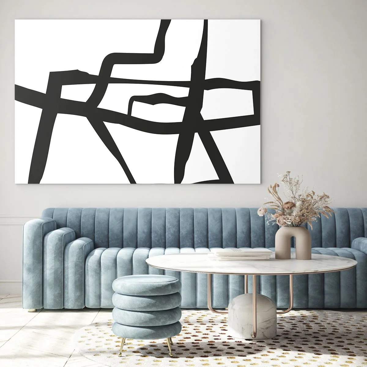 Schilderen op glas - Zwart-wit ontwerp - 100x70 cm