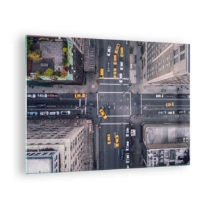 Schilderen op glas - Luchtfoto van een druk kruispunt in de stad - 70x50cm - Een simpele keuze - Moderne wanddecoratie voor woonkamer en slaapkamer ARTTOR