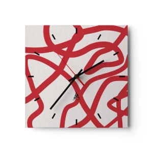 Wandklok - Klok - Rood op wit - 30x30 cm