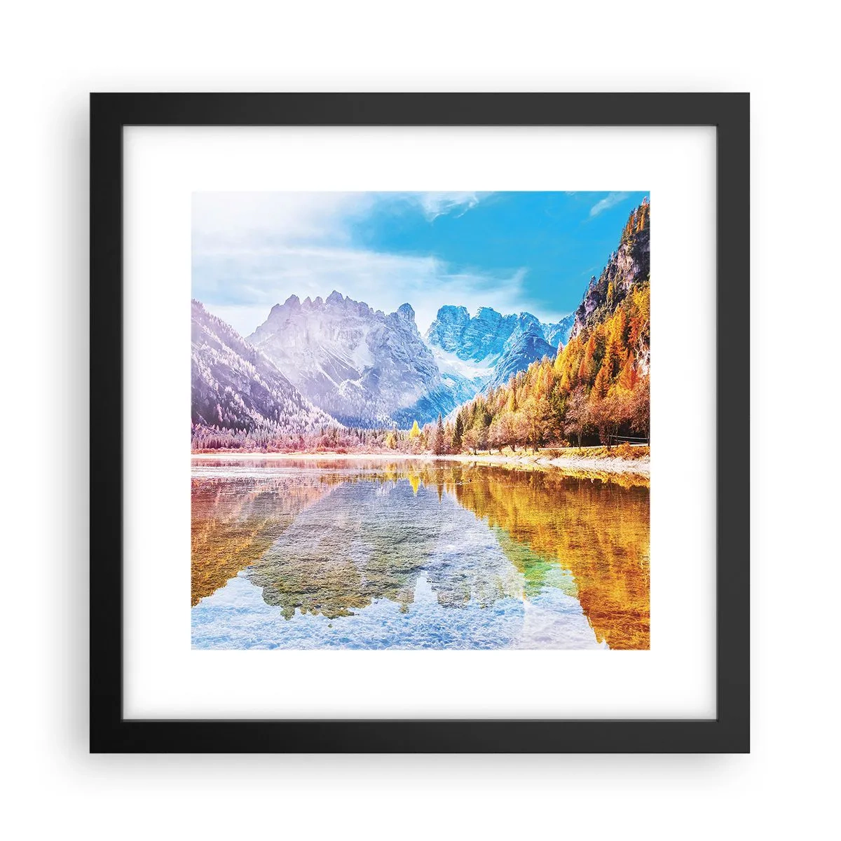 Poster in een zwarte lijst - En het is al herfst in de bergen - 30x30 cm