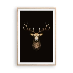 Een poster in een licht eiken lijst - Kubistische herten - 61x91 cm