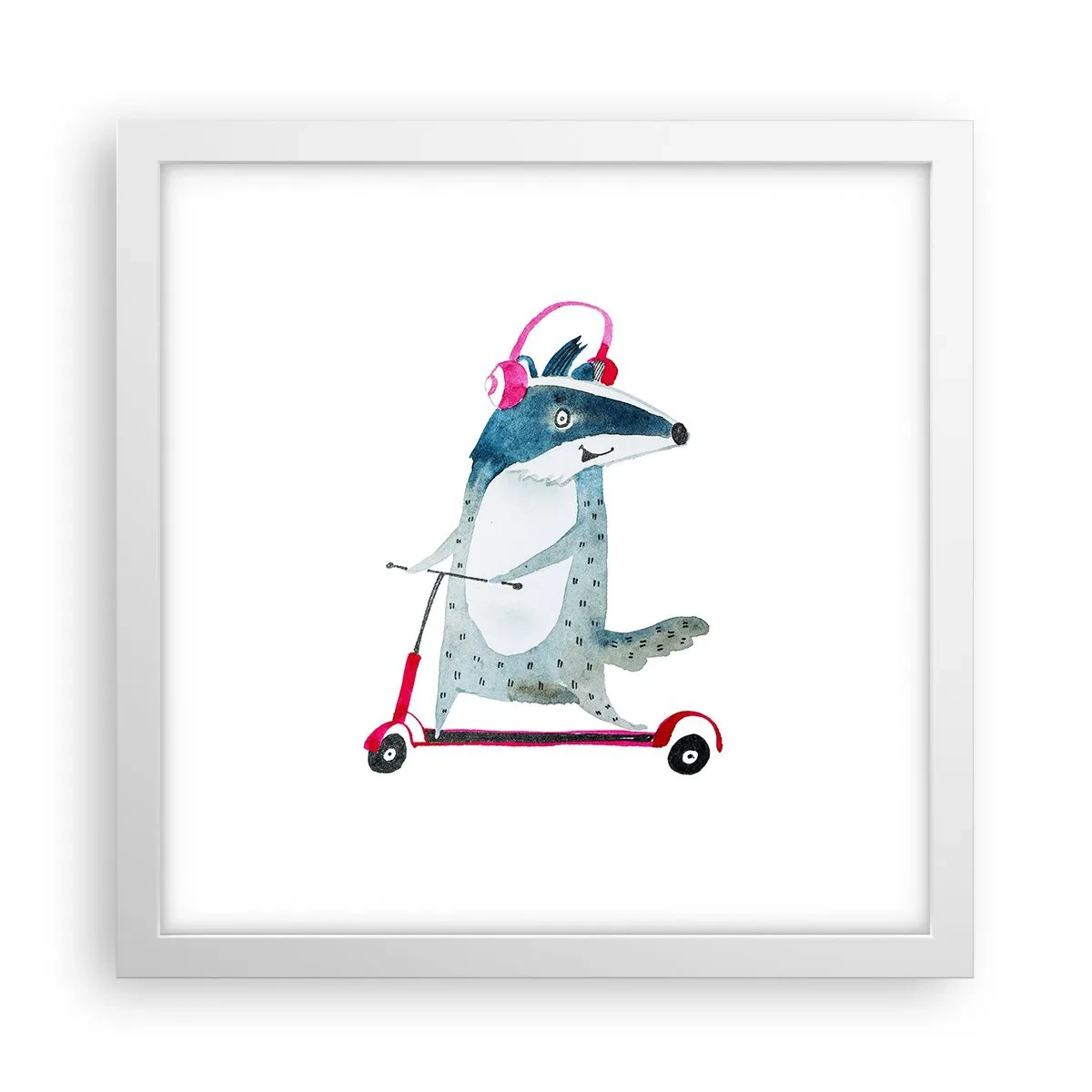 Poster in een witte lijst - Badger vreugde - 30x30 cm