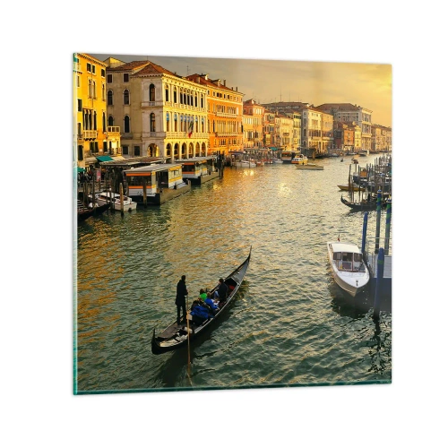 Schilderen op glas - Aan de zonnige kant van de straat - 60x60 cm