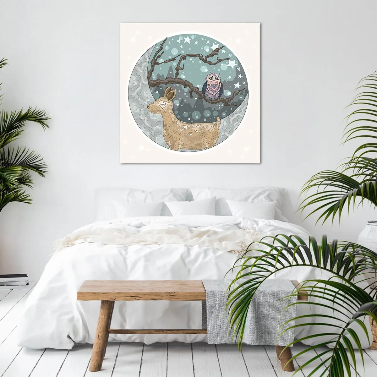 Schilderen op canvas - Een sprookjesachtige bosnacht - 40x40 cm