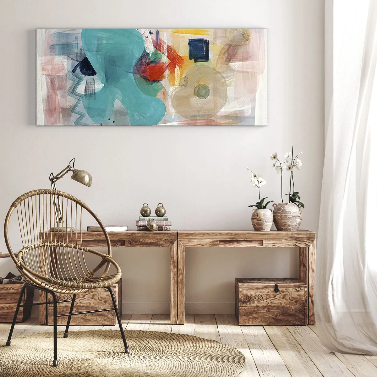 Schilderen op canvas - Kleurrijk spel - 140x50 cm