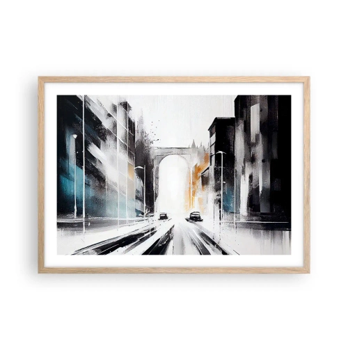 Een poster in een licht eiken lijst - Stadsstudie: architectuur en beweging - 70x50 cm