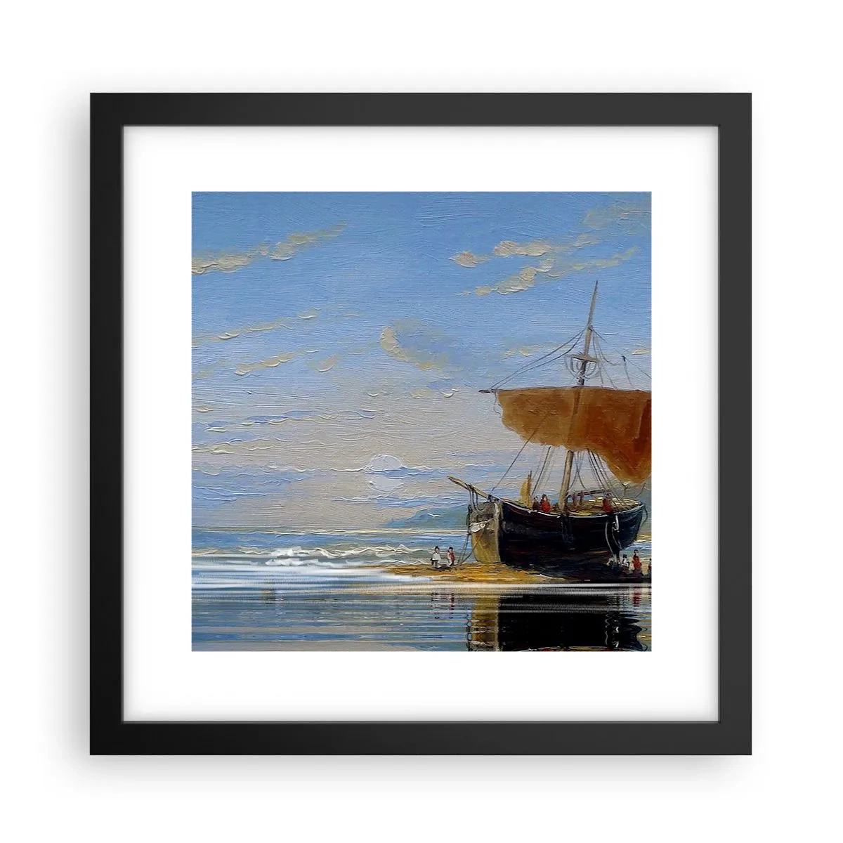 Poster in een zwarte lijst - Water, bodem, lucht - 30x30 cm