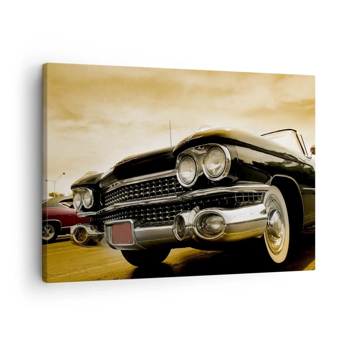 Schilderen op canvas - Een oldtimer met een retro-look en chromen details. - 70x50cm - Klassiekers gaan nooit voorbij - Moderne wanddecoratie voor woonkamer en slaapkamer ARTTOR