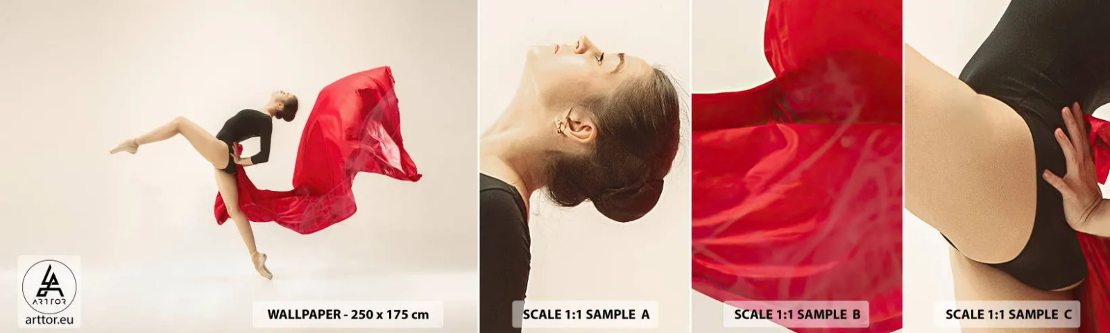 Fotobehang Monster Zelfklevend Deluxe Sticker - rood en zwart - Ballerina, Dans, Ballet - 100x30 cm