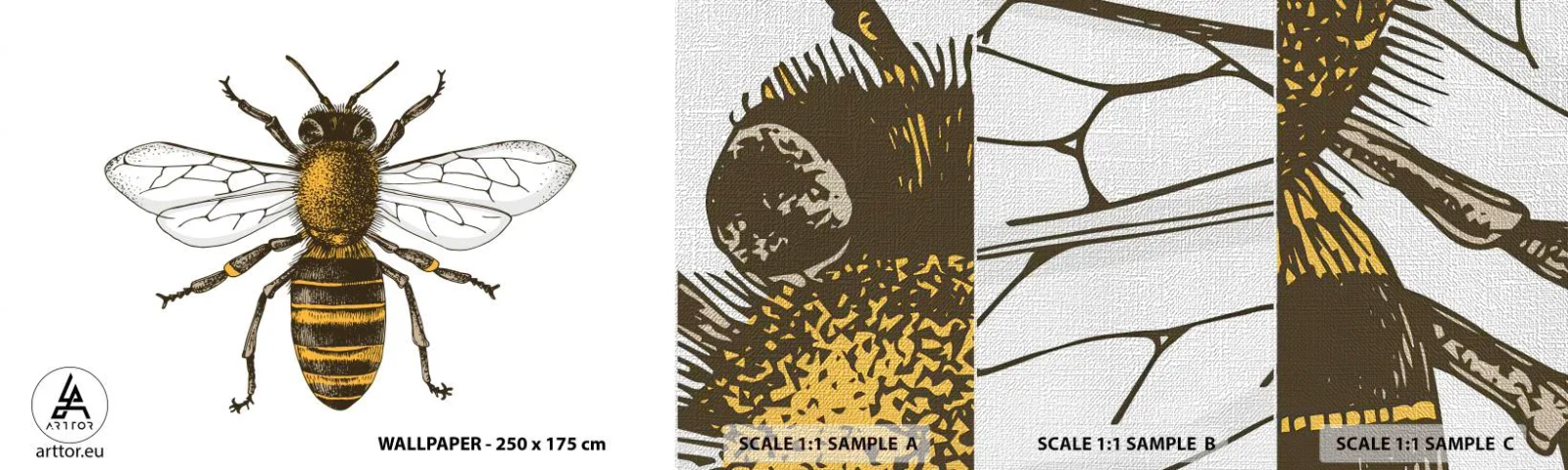 Fotobehang Monster Premium Canvas - Mooi en goed - Bij, Insect, Natuur - 100x30 cm