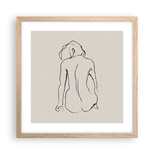 Een poster in een licht eiken lijst - Naakt meisje - 40x40 cm