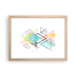 Een poster in een licht eiken lijst - Geometrisch spel - 40x30 cm