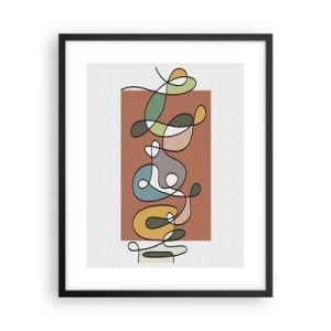 Poster in een zwarte lijst - Abstractie: kleurrijke dans - 40x50 cm