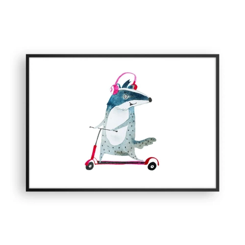 Poster in een zwarte lijst - Badger vreugde - 100x70 cm