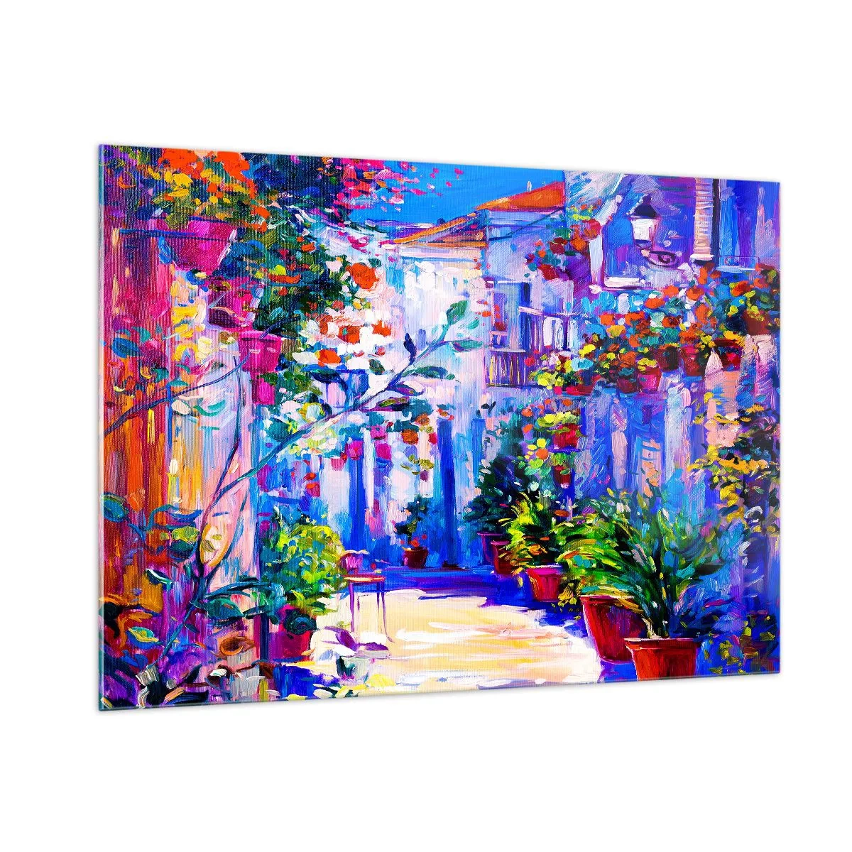 Schilderen op glas - Impressie - een Italiaanse straat - 100x70 cm