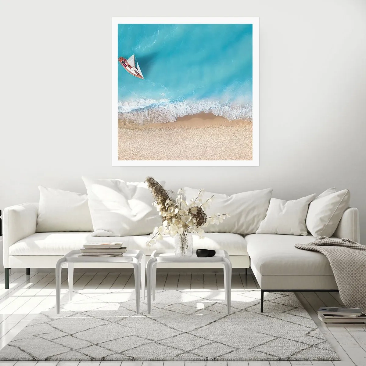 Poster - Op de grens van blauw en goud - 60x60 cm