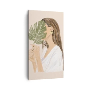 Schilderen op canvas - Mysterieus portret met een waaier - 45x80 cm